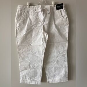 New York & Company White Crop Straight Leg Pants Size 12 NWT Drawstring Waist
